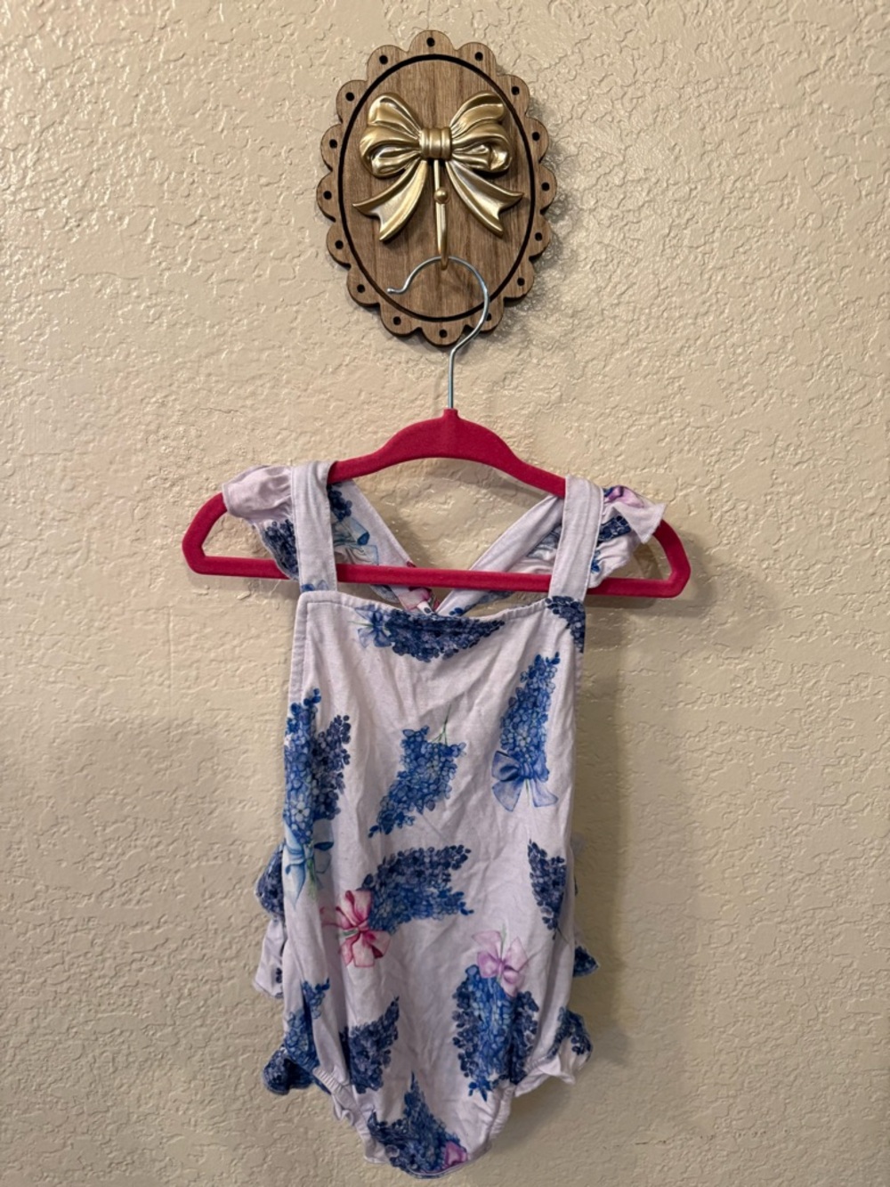 Posh Peanut Blue & Pink Floral Baby Romper